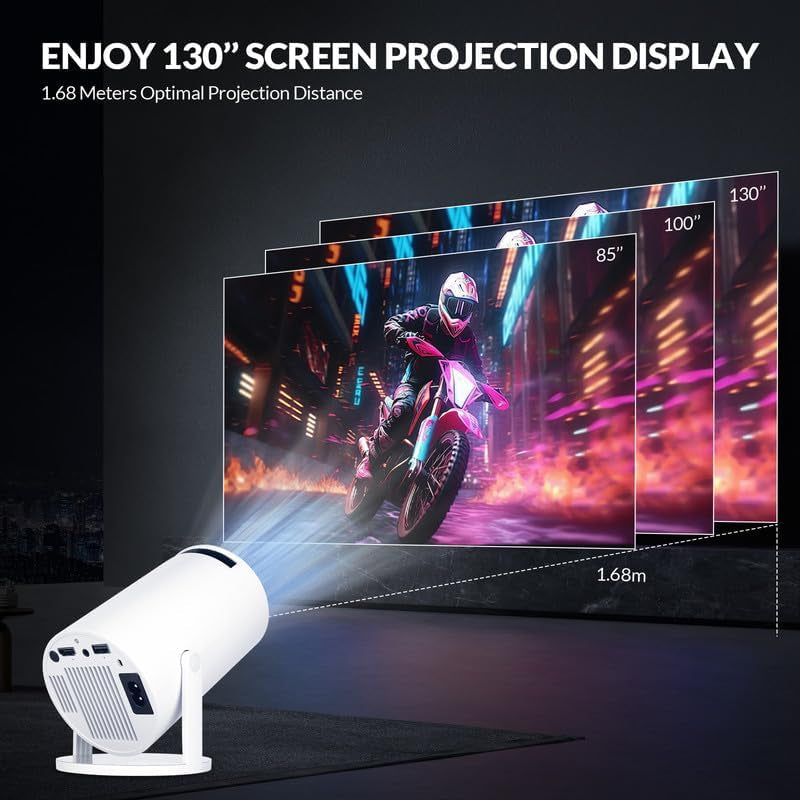 2025 Upgraded HY300 PRO+ Mini Portable Projector,Smart Projector with Android 11.0, 200 ANSI Lumens, Short Focus, Wifi6 + BT5.0, Support 4K 1080P Decoding, for Outdoor Camping,Home Theater