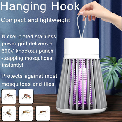 Bug Zapper,Hanging Rechargeable Mosquito Zapper, UV Purple Light Electric Insect Trap with Safety Grid, Portable Mosquito Killer, Fruit Fly Trap for Patio, Home, Backyard, Garden, Campsite