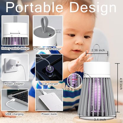 Bug Zapper,Hanging Rechargeable Mosquito Zapper, UV Purple Light Electric Insect Trap with Safety Grid, Portable Mosquito Killer, Fruit Fly Trap for Patio, Home, Backyard, Garden, Campsite