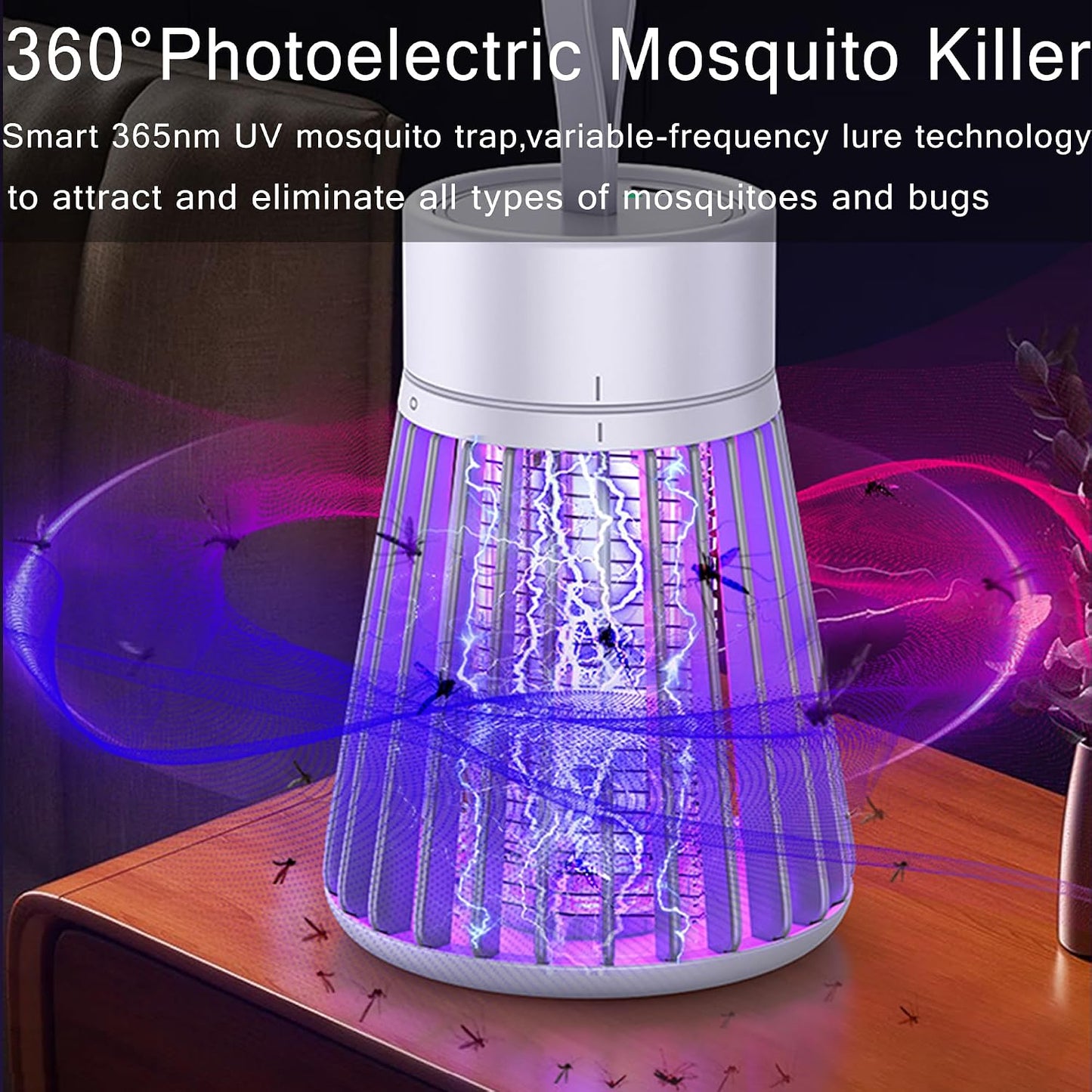 Bug Zapper,Hanging Rechargeable Mosquito Zapper, UV Purple Light Electric Insect Trap with Safety Grid, Portable Mosquito Killer, Fruit Fly Trap for Patio, Home, Backyard, Garden, Campsite